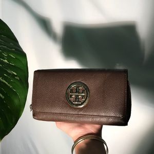 TORY BURCH WALLET WOMENS BROWN